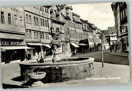 Bad Langensalza 1961 Marktstrasse Cafe Denkmal Brunnen
