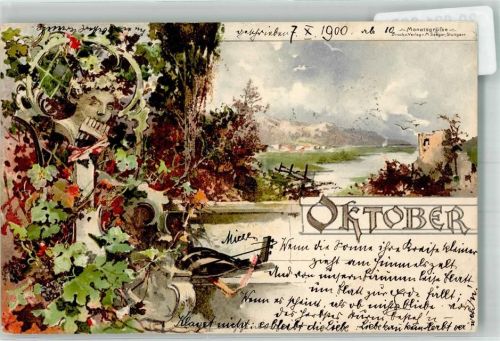 1900 Oktober sign. Guggenberger Wein Panflöte Verlag M. Seeger
