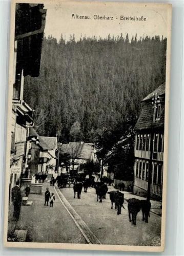 Altenau 1930 Breitestrasse Kuhherde Bahnpost Goslar-