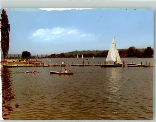 Waging Badestrand und Seebrücke am Waginger See Foto Original aus Archiv eines Ansichtskartenverlags Ort handschriftlich