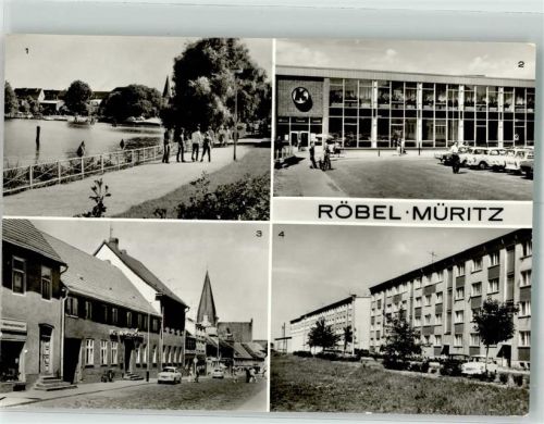 Röbel 1962 Promenade Geschäft Konsum -Kaufhaus Karl-Marx-Strasse Juti-Gagarin Straße Auto