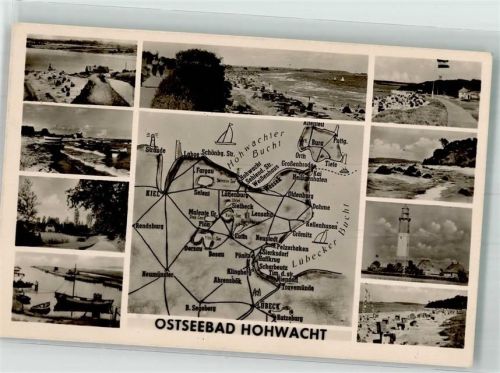Hohwacht Landkarte Strandansichten Leuchtturm Fischerboot Verlag Julius Simonsen Nr. 50 Notopfermarke