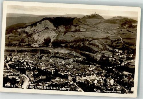 Kahla 1936 Fliegeraufnahme des Ortes und der Leuchtenburg