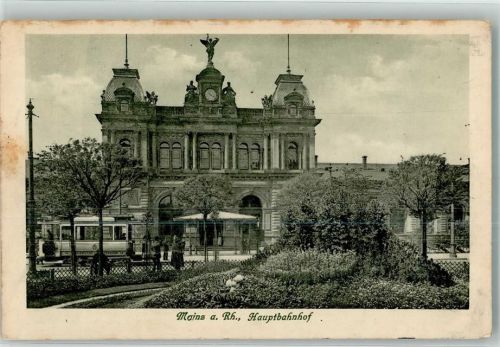 Mainz 1916 Hauptbahnhof Straßenbahn Feldpost WK I
