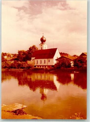 Truchtlaching Mit Alz und Kirche St. Johann Baptist Foto Original aus Archiv eines Ansichtskartenverlags Ort handschriftlich