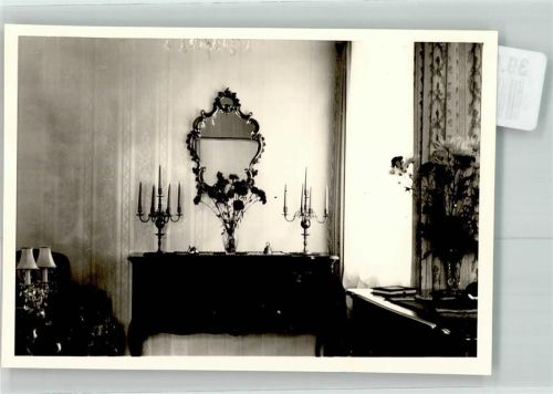 Fussingen Pension Haus Schönblick Kommode Spiegel Kerzenständer Blumen Ort handschriftlich Foto Original aus Archiv eines Ansichtskartenverlags