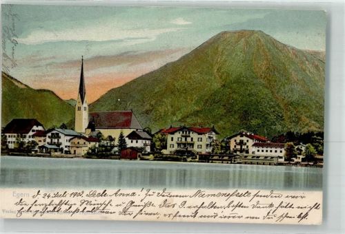 Rottach-Egern 1902 mit Tegernsee und St. Laurentiuskirche