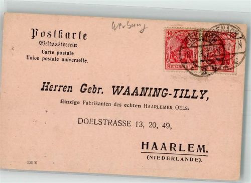 Haarlem 1919 Haarlemer Öl Bestellkarte Gebrüder Waaning Tilly