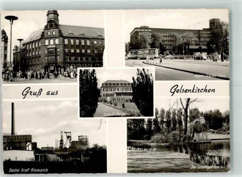 Gelsenkirchen 1969 Postamt Straßenbahn Hans Sachs-Haus Zeche Graf Bismarck Schloss Berge