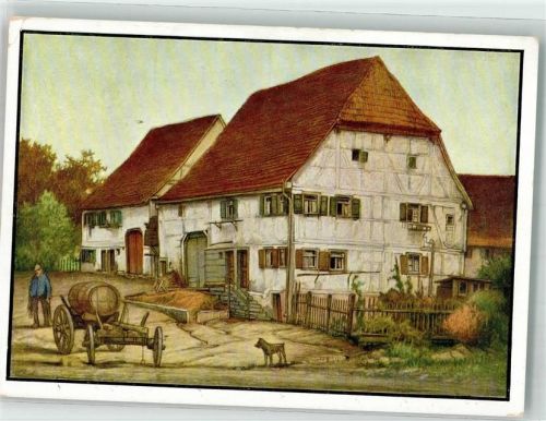 sign. Kern, Melchior Häuser auf der Schwäbischen Alb Werbe AK Kaffee Schilling Bremen