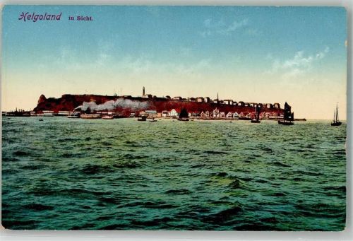 Helgoland Unter- und Oberland vom Meer aus Vorkriegsaufnahme