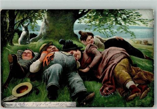 1906 Rast schlafen unter einem Baum Heliocolorkarte Zieher, Ottmar