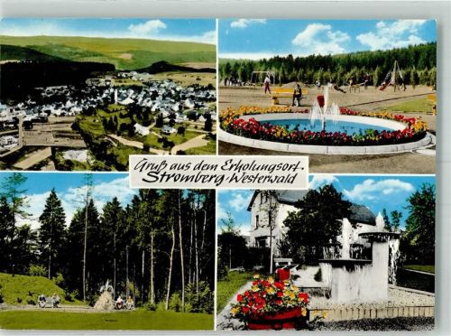 Stromberg Fliegeraufnahme des Ortes Parkanlage Brunnen Spielplatz