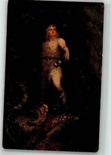 sign. Leeke, Ferdinand Siegfried mit dem Drachen Münchener Künstlerkarte No. 13