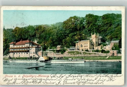 Meißen 1900 Raddampfer Aussig Geipelburg