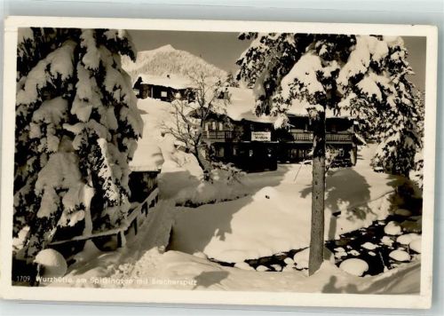 Spitzingsee Winter Wurzhütte am Spitzingsee mit Brecherspitze