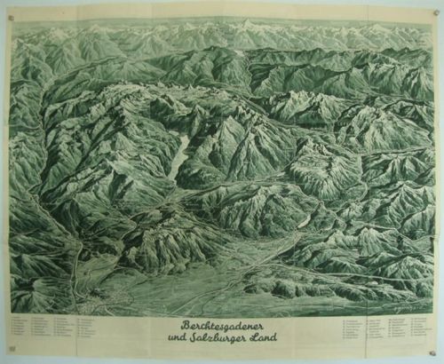 Bad Reichenhall Berchtesgadener Land Salzburger Land 55x45 cm Landkarte Überformat