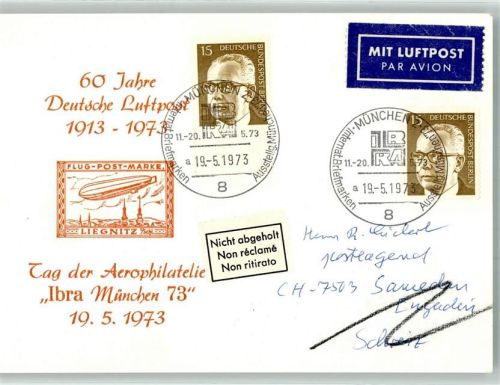 München 60 Jahre Deutsche Luftpost 1913-1973 Ibra