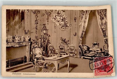 Potsdam 1913 Schloss Voltairzimmer Briefmasrke Bildseite