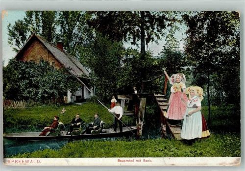 Lübbenau 1911 Bauernhof mit Bank , Kanu Verlag Seibt Nr. 6795