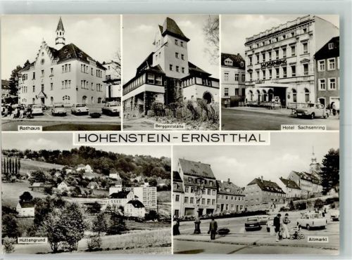 Hohenstein-Ernstthal Rathaus Gasthaus Hotel Sachsenring Marktplatz Hüttengrund Auto