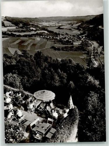 Langenburg Terrasse des Schlosscafe mit Bächlinger Tal