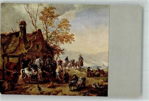 sign. Wouwerman P. Deer Scheck vor der Schmiede Römmler u. Jonas Ser. Galerie 312