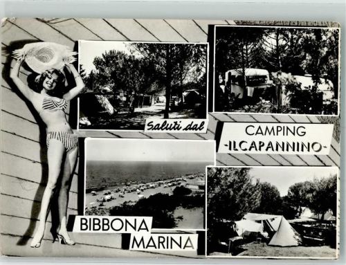 57100 Livorno Foto AK Bibbona Marina Camping Schwimmbad Strand Bademode