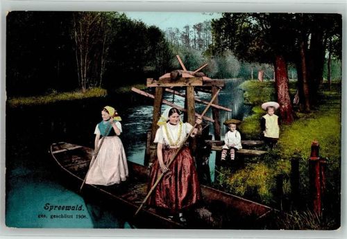 Lübbenau 1908 Kanu Frauen und Kinder Verlag Striemann Nr. 78