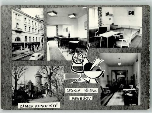 Benesov Beneschau Foto AK Schloss Konopiste Hotel Post