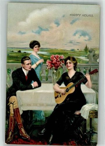 Frau spielt einem Mann auf der Gitarre ein Ständchen Rosen Poesie / Liebe