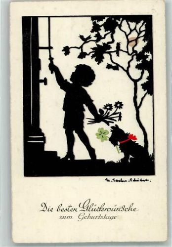 1940 Geburtstag Kind Hund Türklopfer