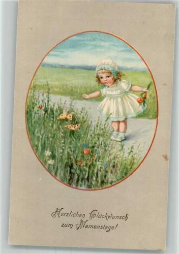 1926 Namenstag Kind + Schmetterling Verlag HB Serie 369/1