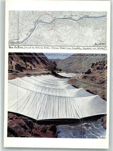 Christo Kunstopjekt Über dem Fluß Projekt für den Arkansas River Colorado
