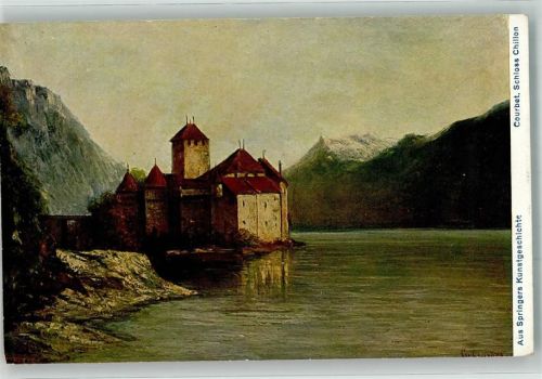 sign. Courbet Gustave Schloss de Chillon Aus Springers Kunstgeschichte