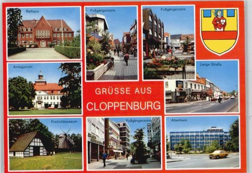 Cloppenburg Rathaus, Wappen, Fußgängerzone, Lange Straße, Amtsgericht, Freilichtmuseum, Altenheim