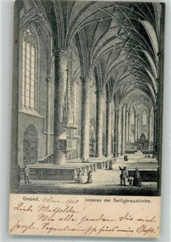 73072 W7076 Schwäbisch Gmünd 1908 Foto AK Kirche Heiligkreuz innen