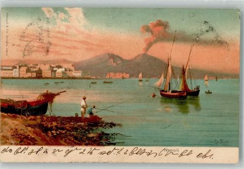 Napoli 1906 Hafeneinfahrt mit dem Vulkan Vesuv Nr. 19902