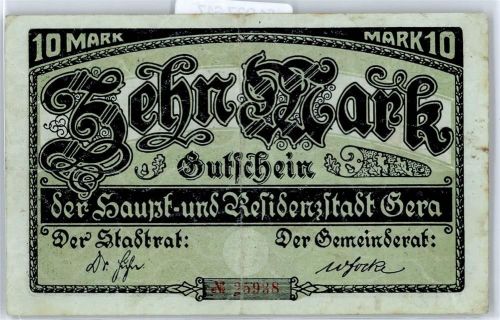 Notgeld 10 Mark , Gera