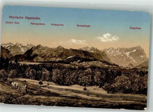 Seeshaupt Bayrische Alpenkette Viehgespann m. Pflug