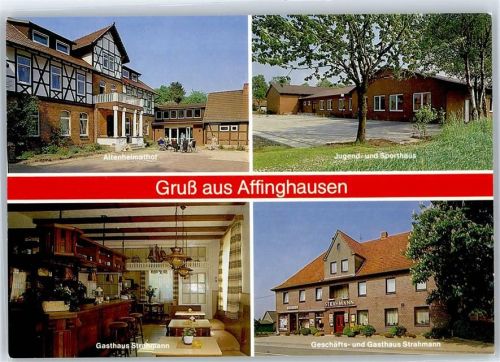 Affinghausen Altenheimathof, Jugend- und Sporthaus, Gasthaus und Geschäft Strahmann