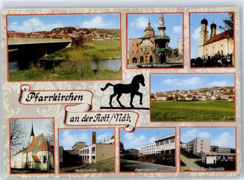 Pfarrkirchen Altes Rathaus, Hauptschule, Pfarrkirche, Gymnasium, Berufsschule, Gesamtansicht