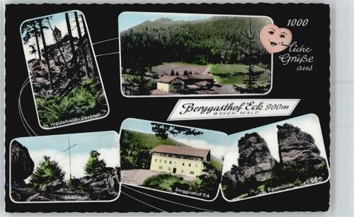 93474 W8491 Arrach , Bayerischer Wald - Waldschmidt-Denkmal, Mühlriegel, Berggasthof Eck, Rauchröhren