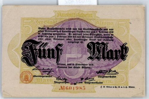 Notgeld 5 Mark , Altona