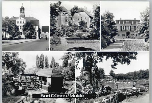 Bad Düben Rathaus, Burg mit Freilichtbühne, Eisenmoorbad, Schiffmühle im Burggarten, Freibad Hammermühle AKU1