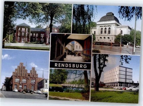 Rendsburg Fotoabzug, Kreishaus, Stadttheater, Rathaus, Weiße Brücke, Conventgarten