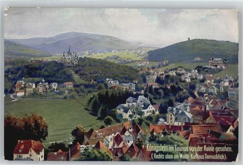 Königstein Blick von der Ruine, Kurhaus Taunusblick, Wiedemann´s AK