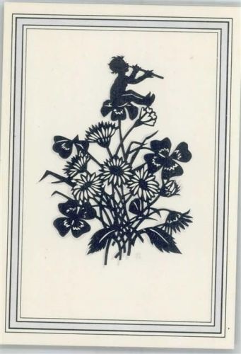 Scherenschnitt Blumen Kleeblatt Flöte