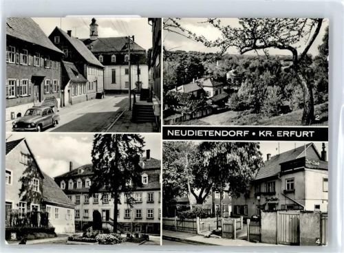 Neudietendorf Bahnhofstraße, Blick vom Kirchberg, Zinzendorfhaus, Gasthaus Zur Lind
