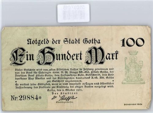Notgeld 100 Mark , Gotha